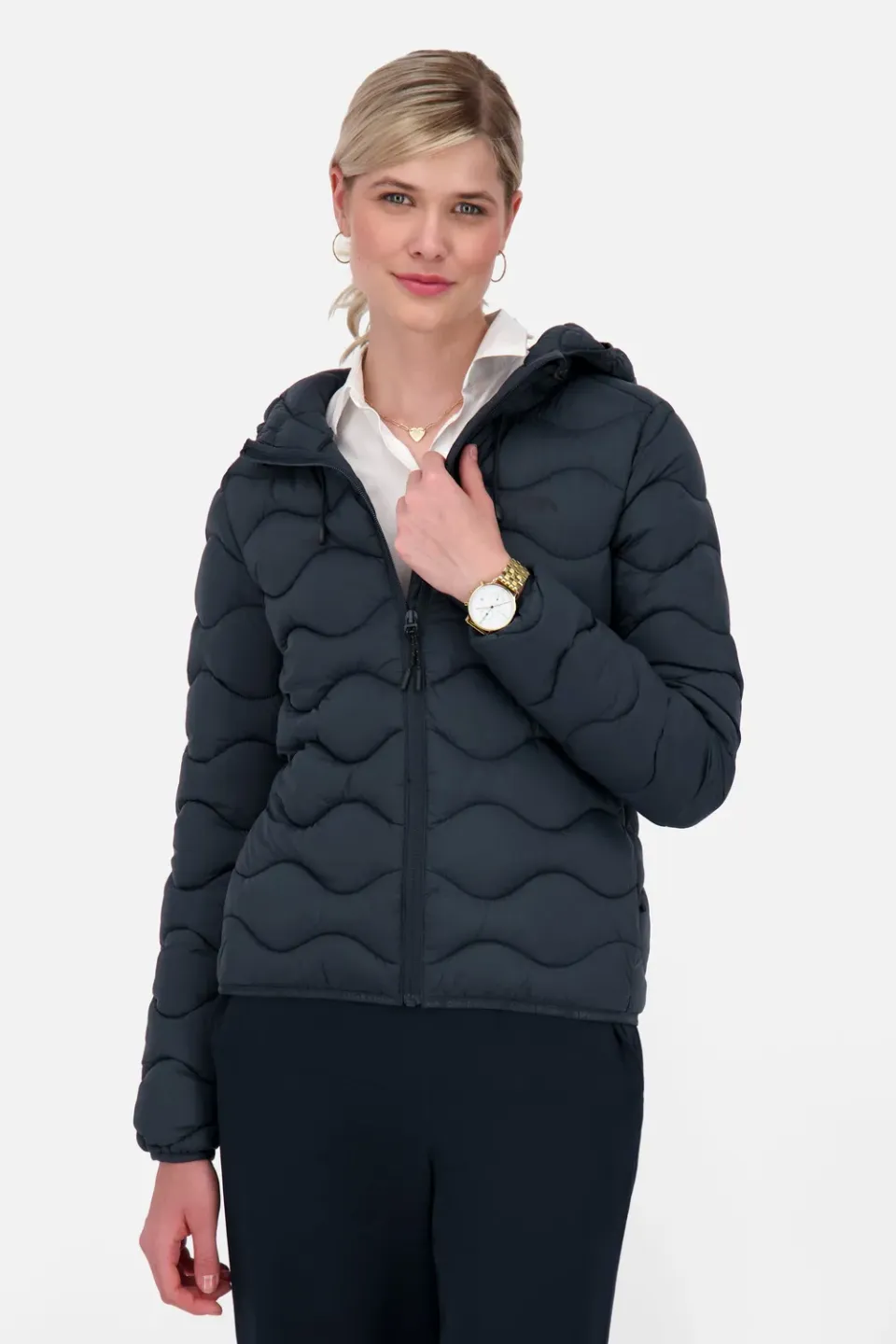 Alife & Kickin RoxanneAK A Pufferjacke Dunkelblau mit Kapuze