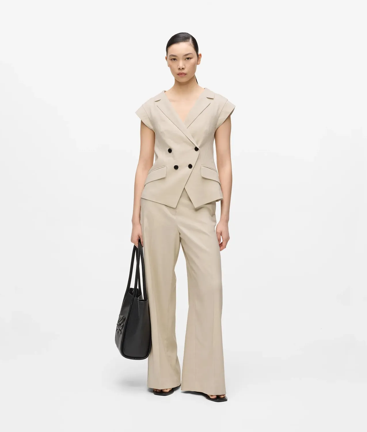 Karl Lagerfeld Blazer mit Kappärmeln Leinenmix
