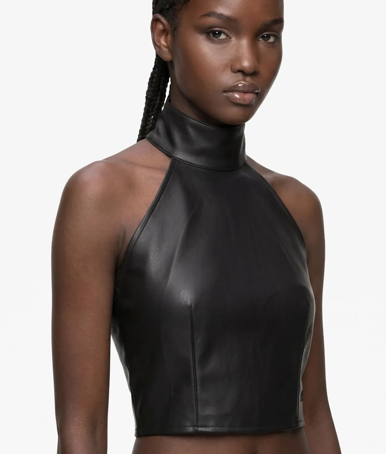 Karl Lagerfeld KL Jeans Neckholder Top Kunstleder schwarz