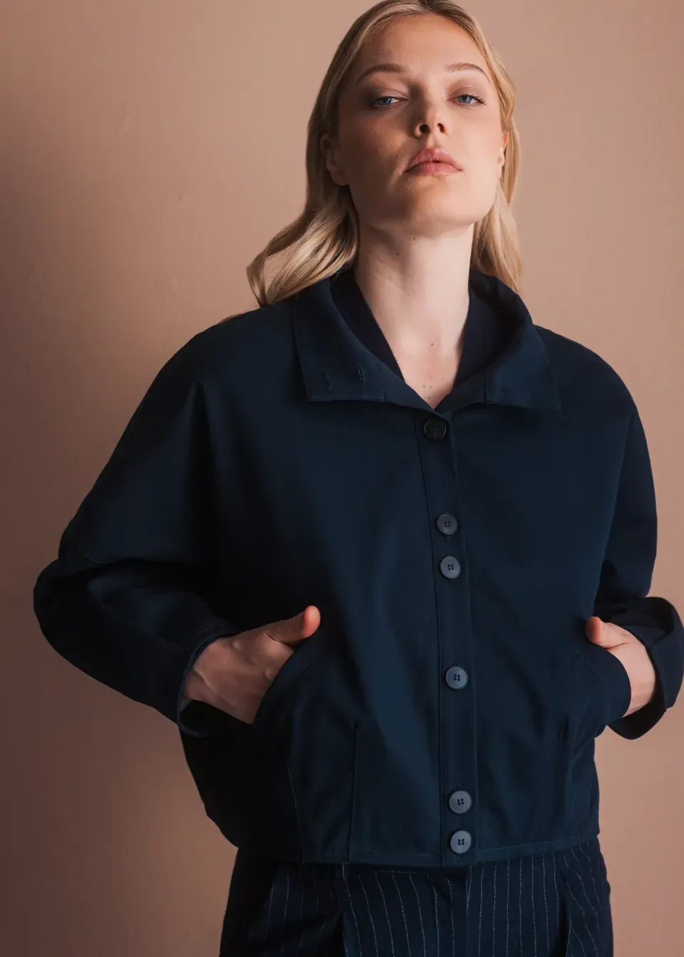 Senatex Blousonjacke Bio-Baumwolle Jacke Navy vegane OCS