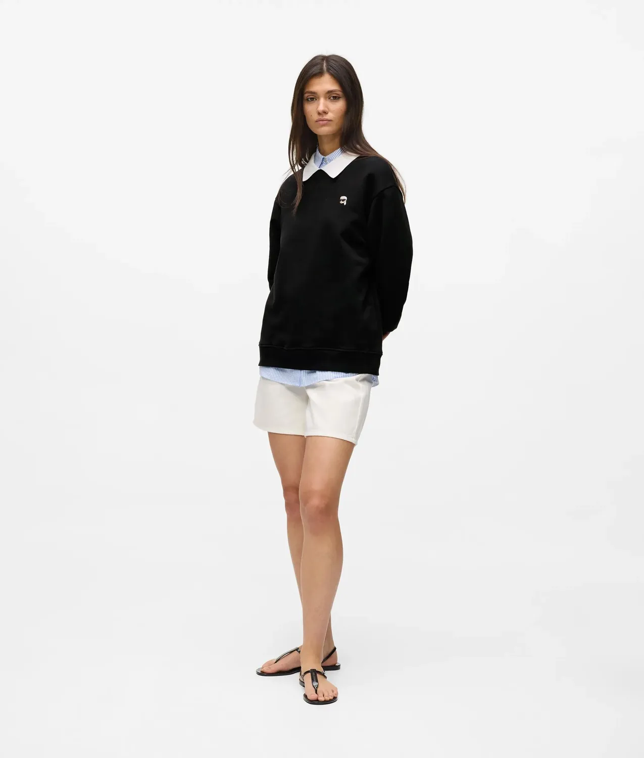 Karl Lagerfeld Ikon Collar Sweatshirt Bio-Baumwolle