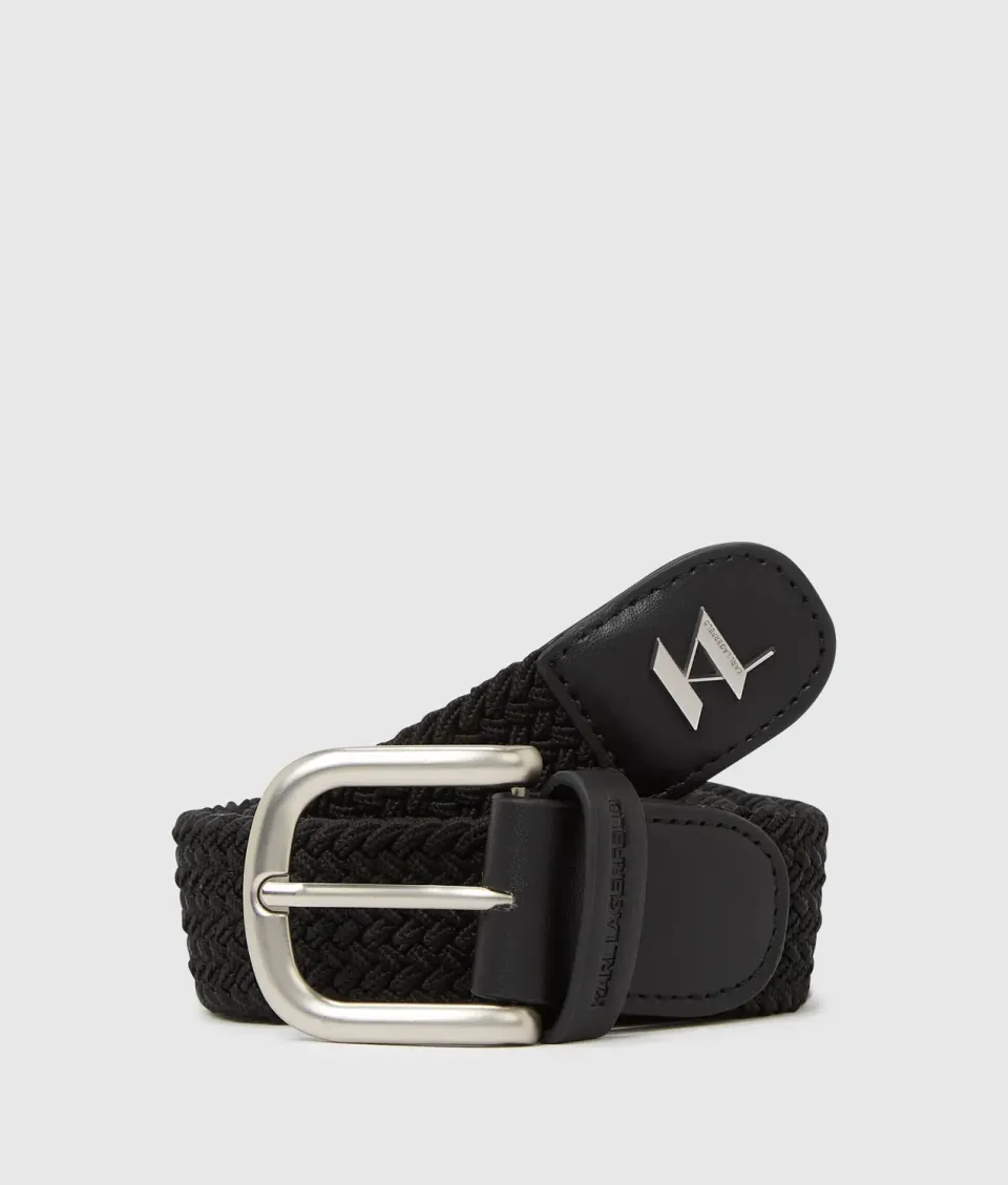 Karl Lagerfeld Monogram Flechtgürtel Gummi silber