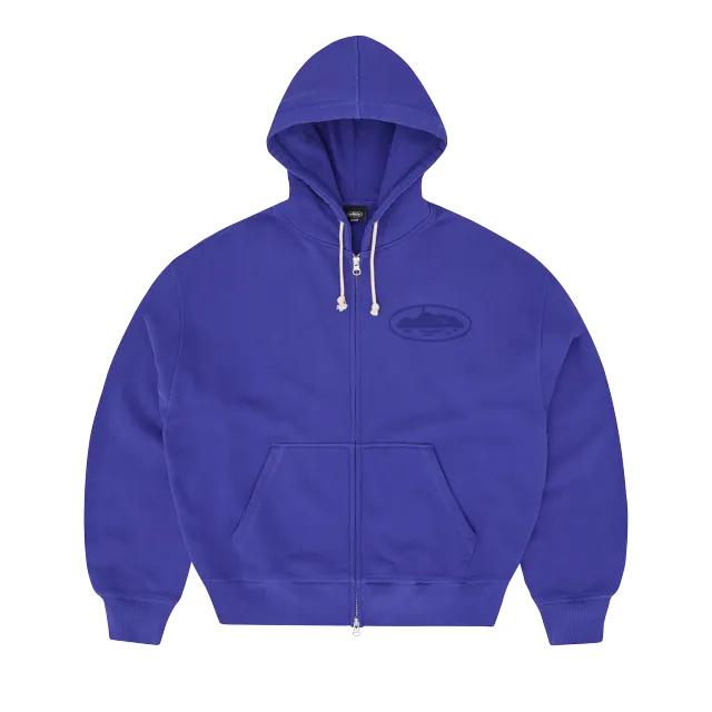 Corteiz Island Knockout Zip Hoodie Indigoblau Print