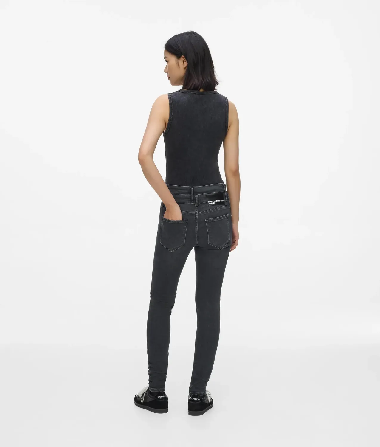 Karl Lagerfeld Cutaway Waist Skinny Jeans High-Rise