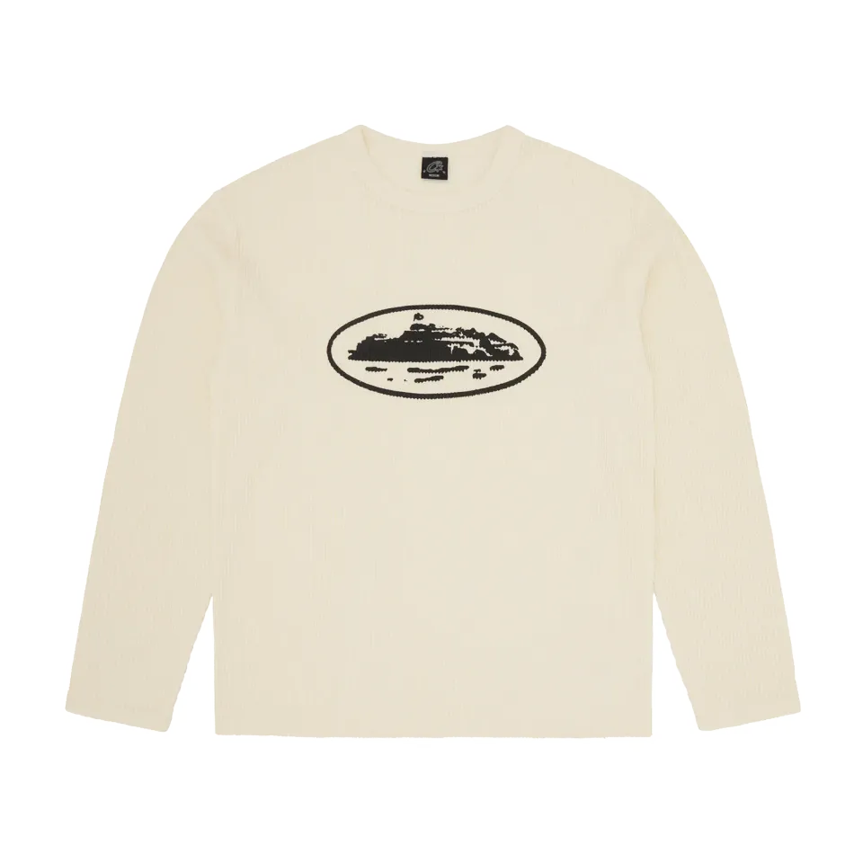 Corteiz Island Waffle Thermoshirt Cream Baumwolle