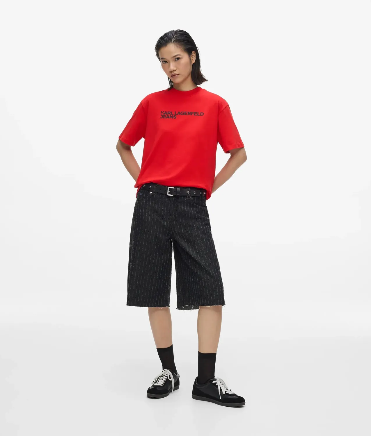 Karl Lagerfeld KL Jeans Logo T-Shirt Bio-Baumwolle weiß