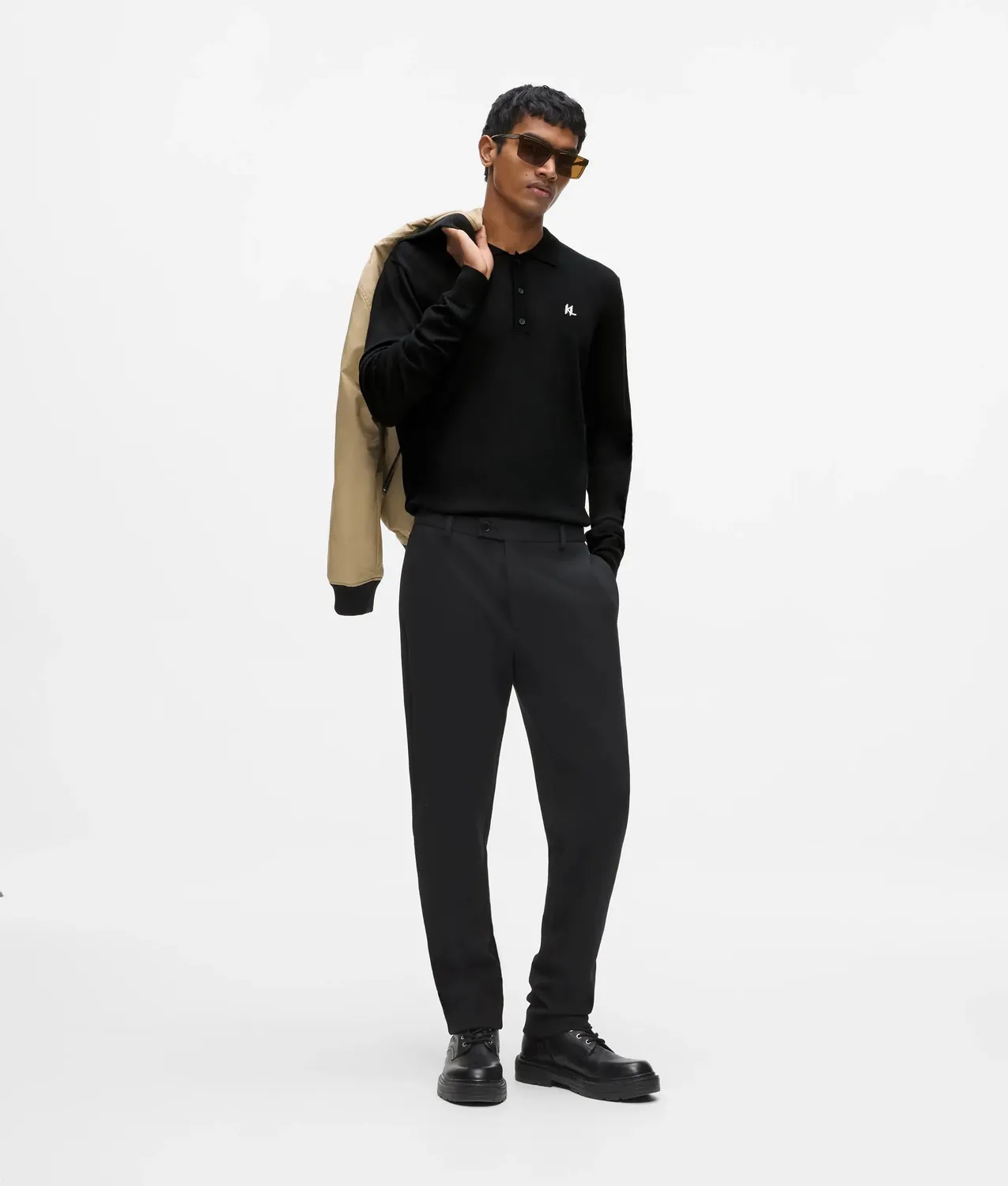 Karl Lagerfeld Polo Langarm Merinowolle XS-XXL