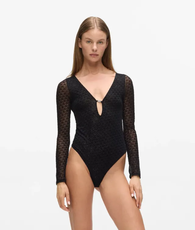 Karl Lagerfeld Autograph Mesh-Body Damen Glitzer