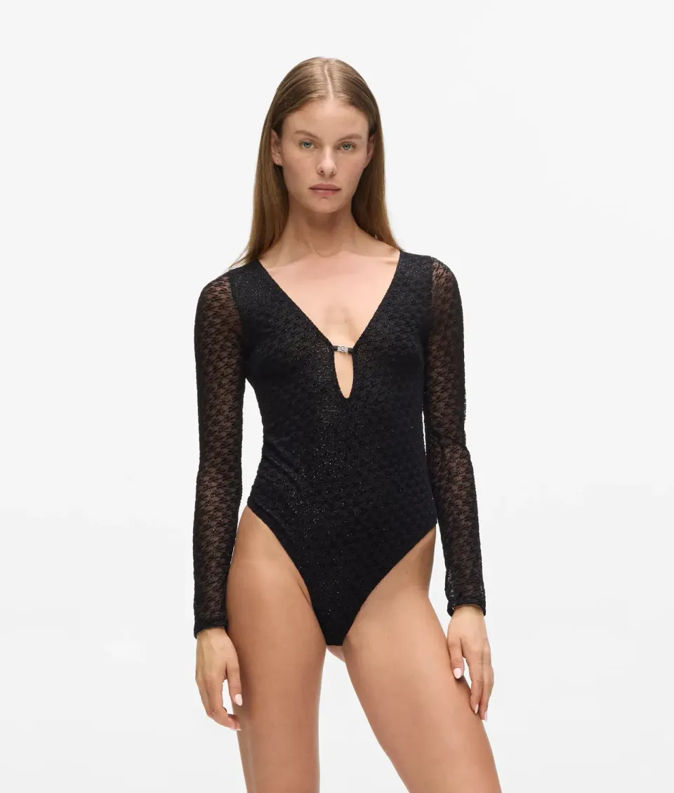 Karl Lagerfeld Autograph Mesh-Body Damen Glitzer