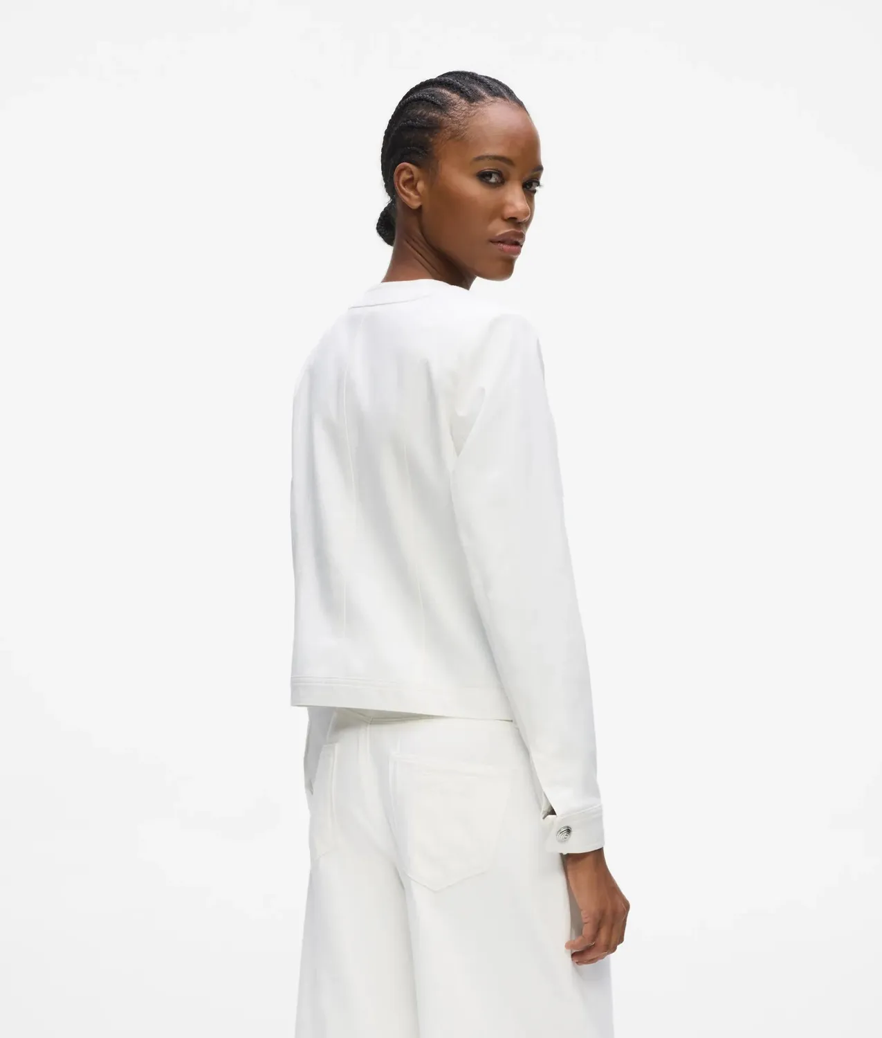 Karl Lagerfeld kragenlose Jacke Schleife Baumwollmix