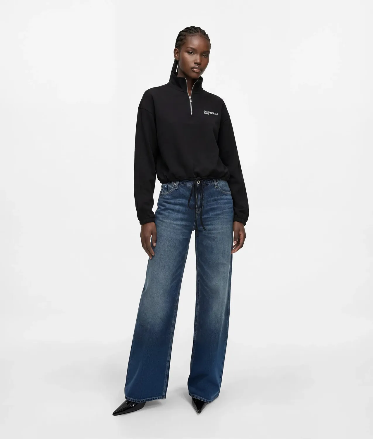 Karl Lagerfeld KL Jeans Half-Zip Sweatshirt mit Kordelzug