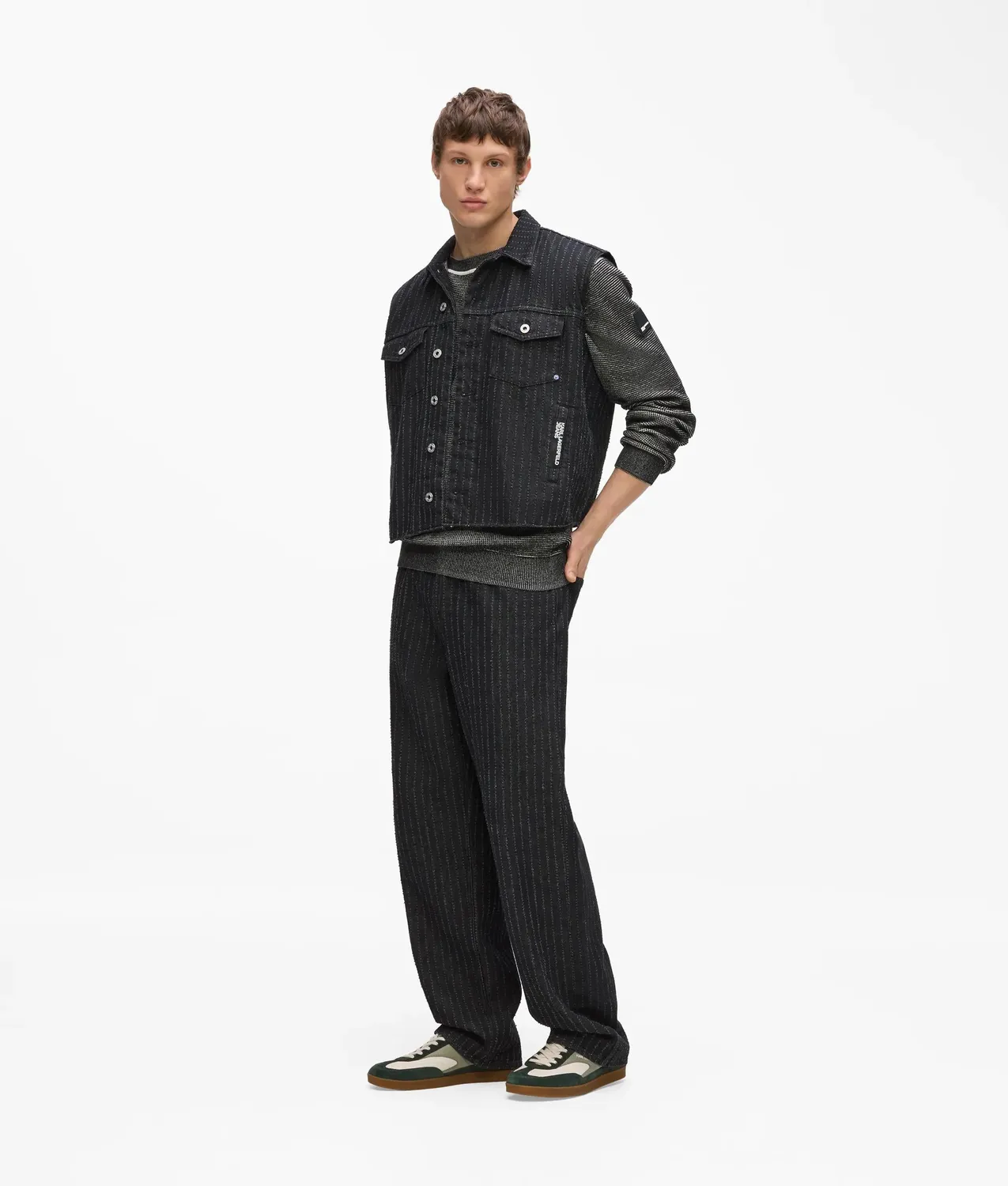 Karl Lagerfeld Pinstripe Denim Weste Herren M Nadel