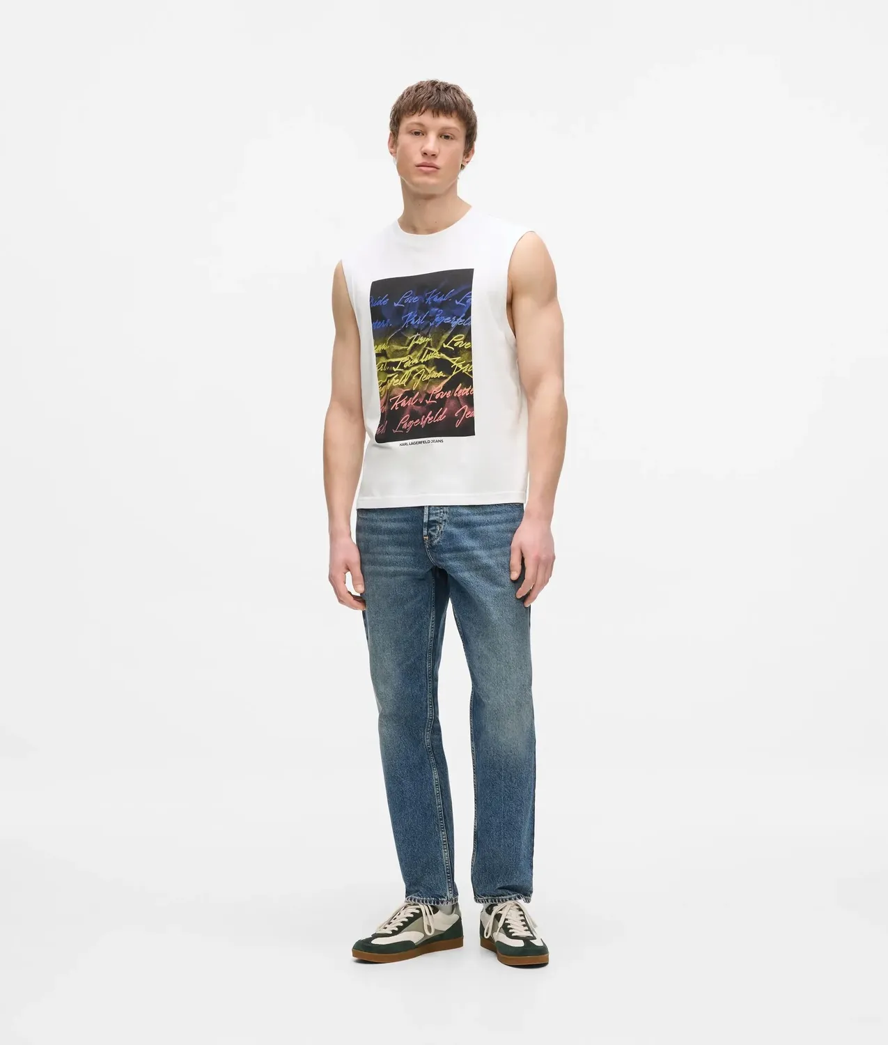 Karl Lagerfeld Jeans Love Letter Tank Top Neon Herren