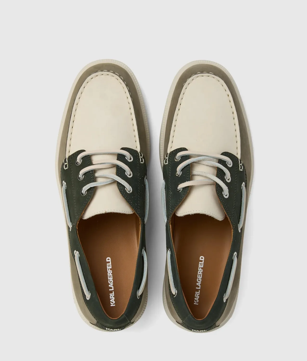 Karl Lagerfeld Kori Tri-Color Boat Shoes Suede