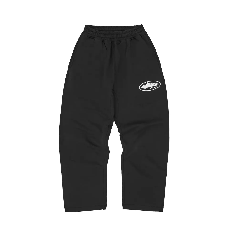 Corteiz Island Puff Print Open Hem Sweatpant Schwarz
