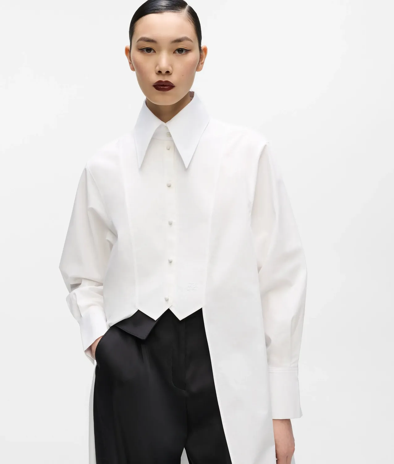 Karl Lagerfeld KL Studio Layered Langhemd Bio-Baumwolle