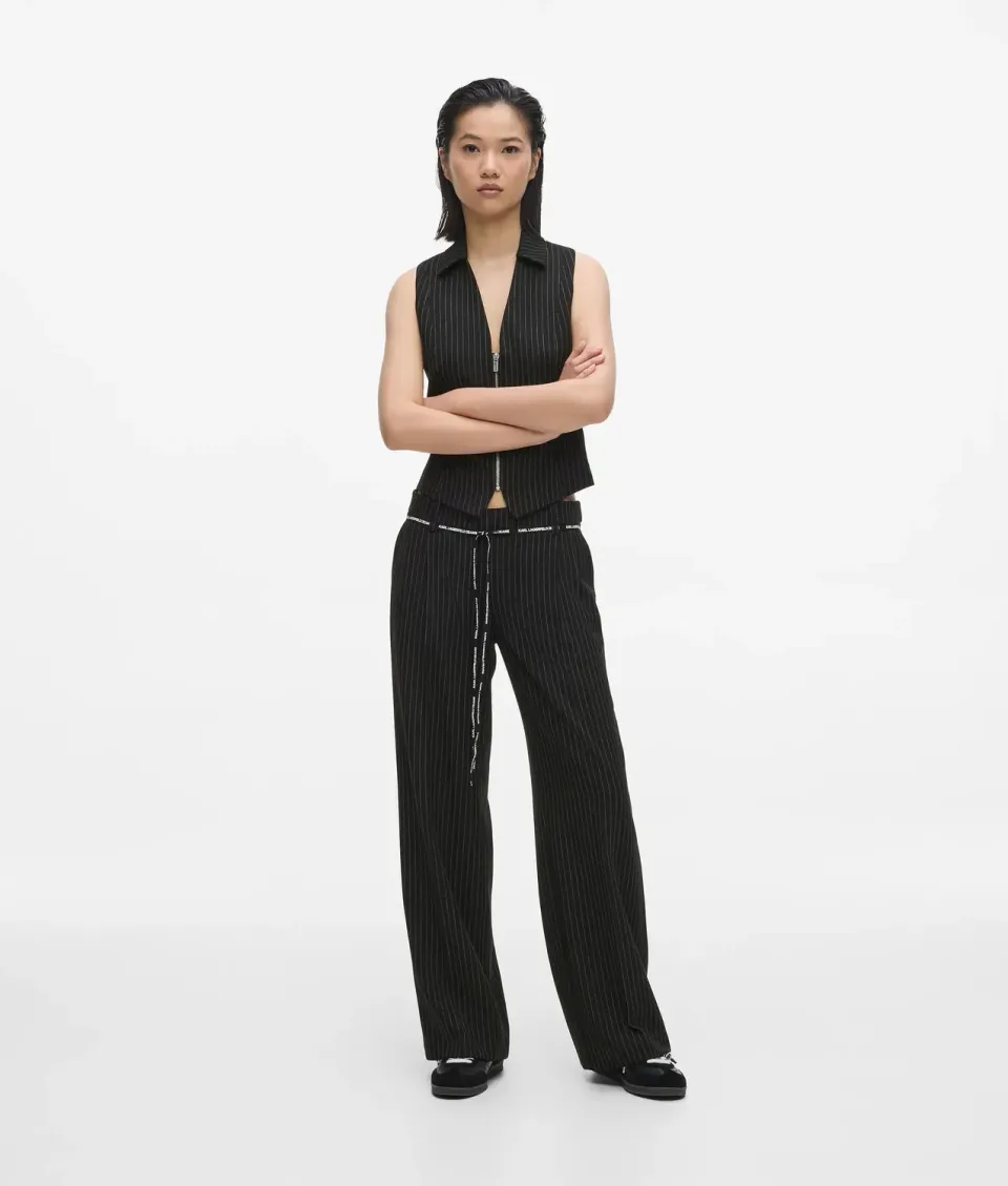 Karl Lagerfeld Nadelstreifen Stoffhose Mid-Rise Bügel Falte