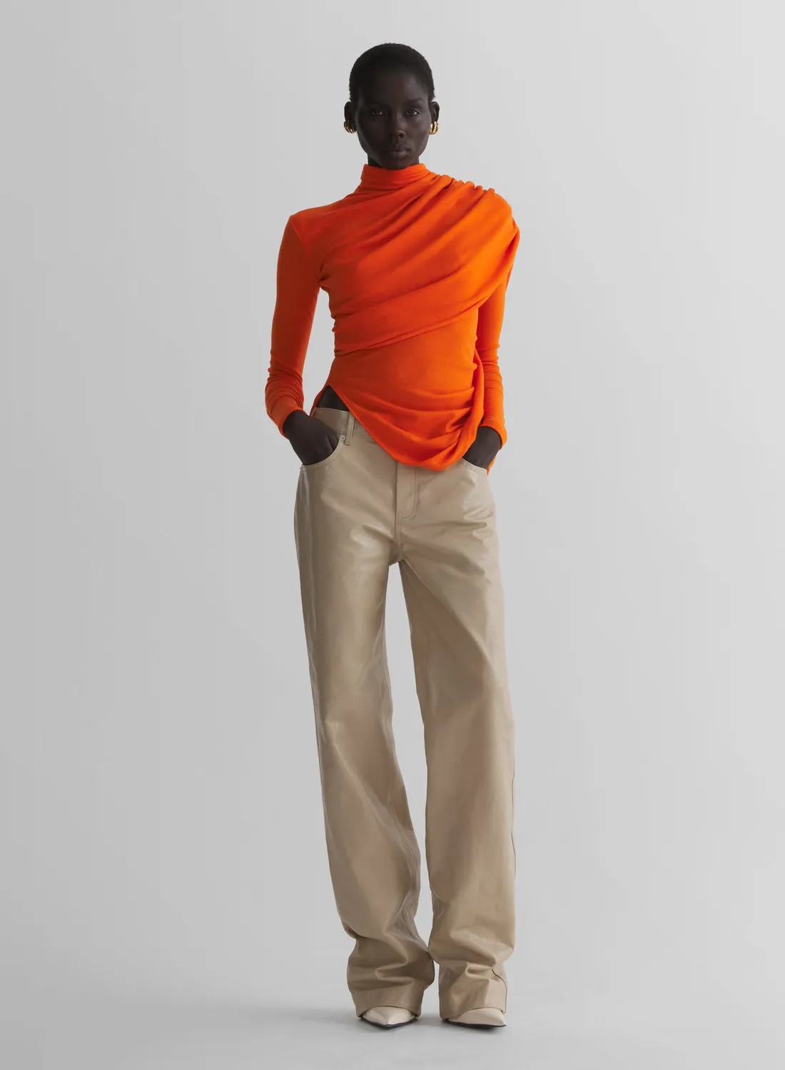 Mugler Cascade Top Orange Wolljersey