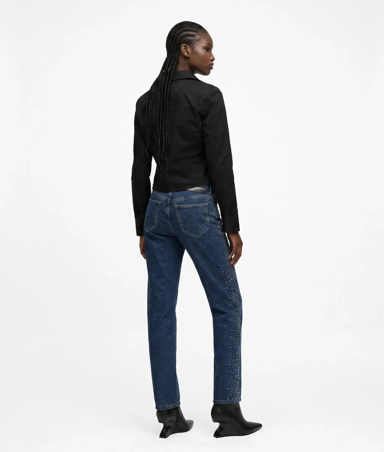 Karl Lagerfeld KL Jeans Rhinestone High-Rise Jeans W28 L30 Strass