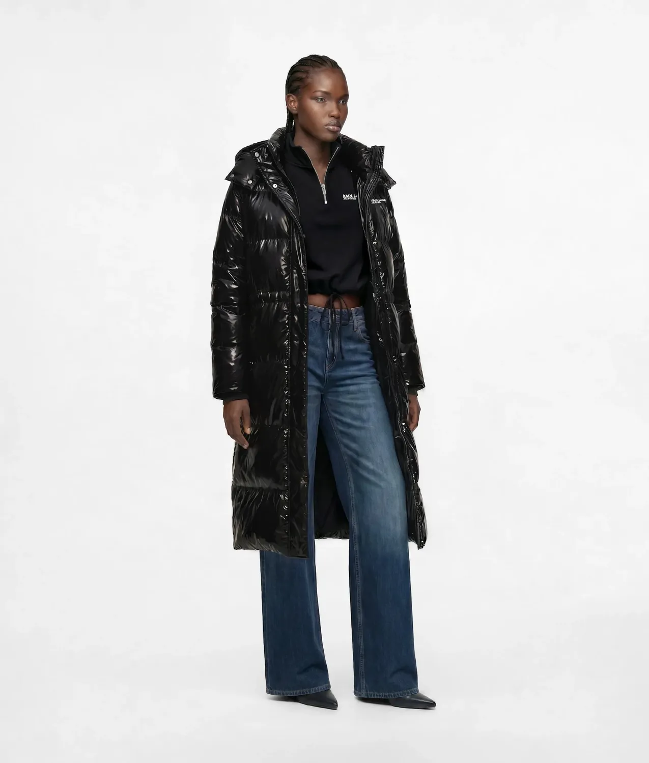 Karl Lagerfeld KL Jeans Long Shiny Pufferjacke lang glänzend