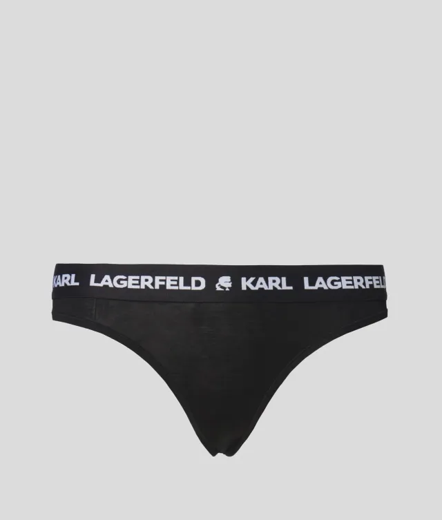 Karl Lagerfeld Logo String Tanga Eco-Fasern Kontrastbund