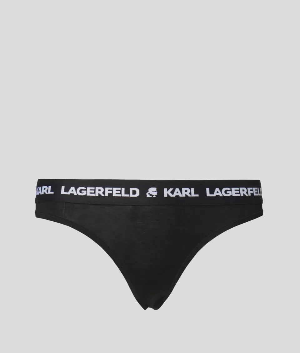 Karl Lagerfeld Logo String Tanga Eco-Fasern Kontrastbund