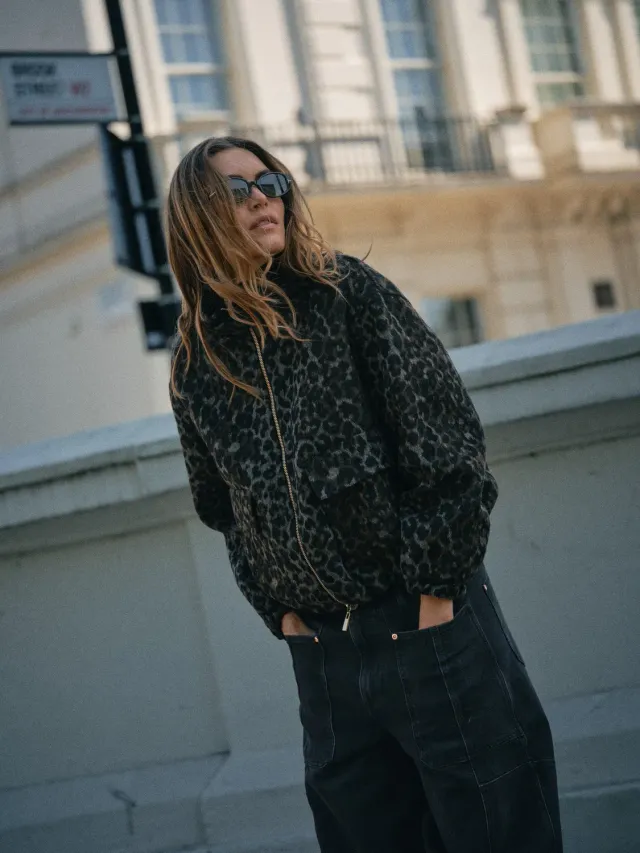 Mos Mosh MMCamille Leo Jacke Schwarz Leo-Print