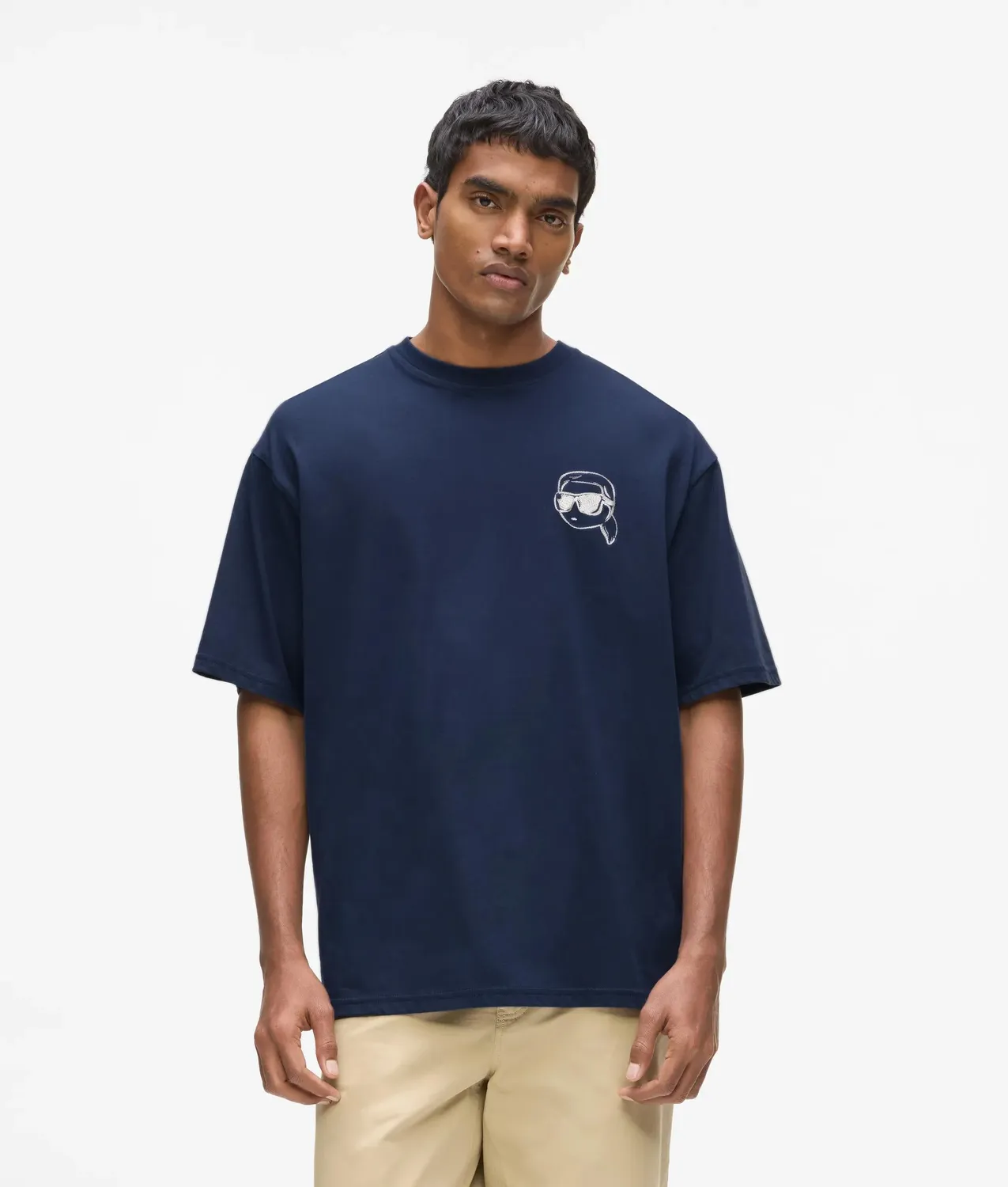 Karl Lagerfeld Ikon T-Shirt Print Baumwolle Brustlogo