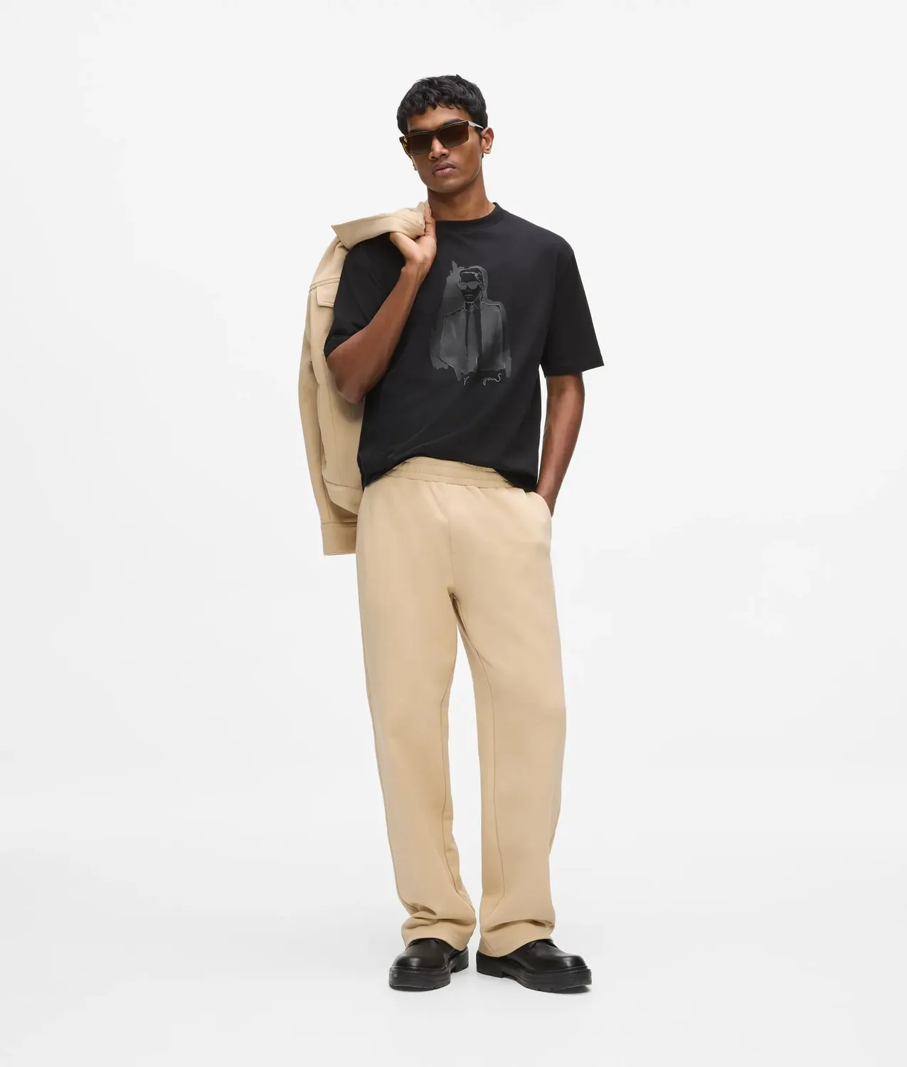 Karl Lagerfeld Tonal Karl Print T-Shirt Herren Oversize Porträt