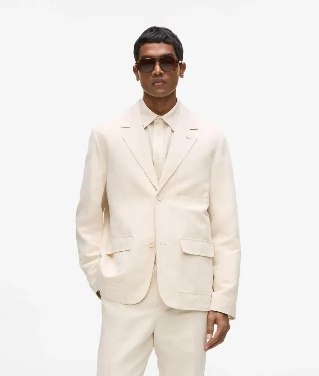 Karl Lagerfeld Linen Blazer Sakko einreihig Leinenmix
