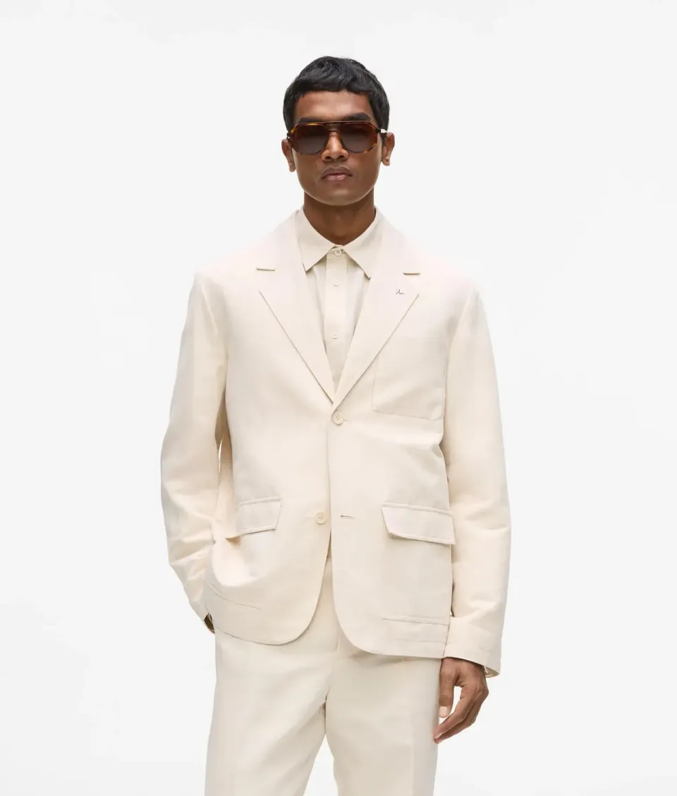 Karl Lagerfeld Linen Blazer Sakko einreihig Leinenmix