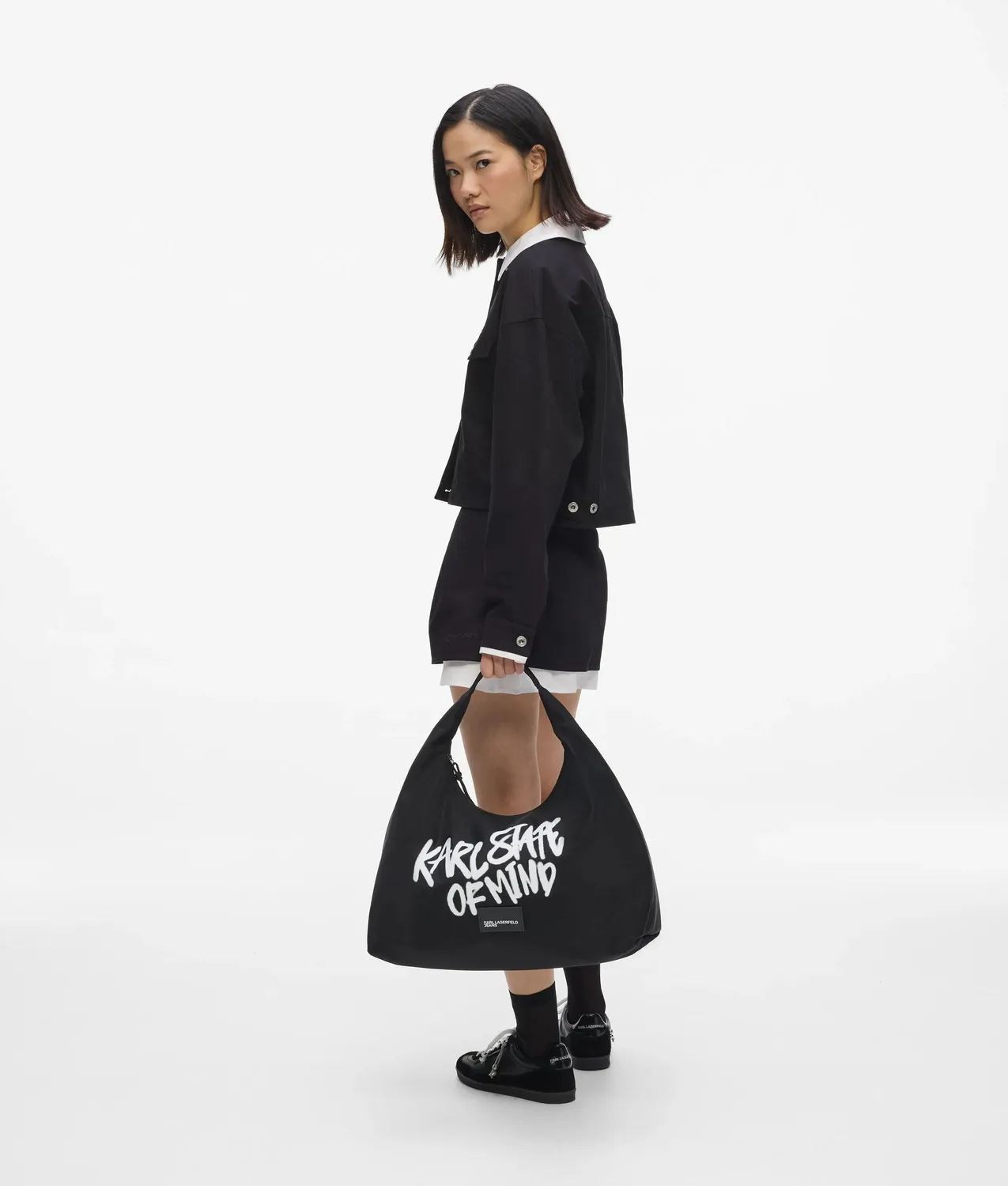 Karl Lagerfeld Slouchy Karl Quote Tote Shopper Nylon