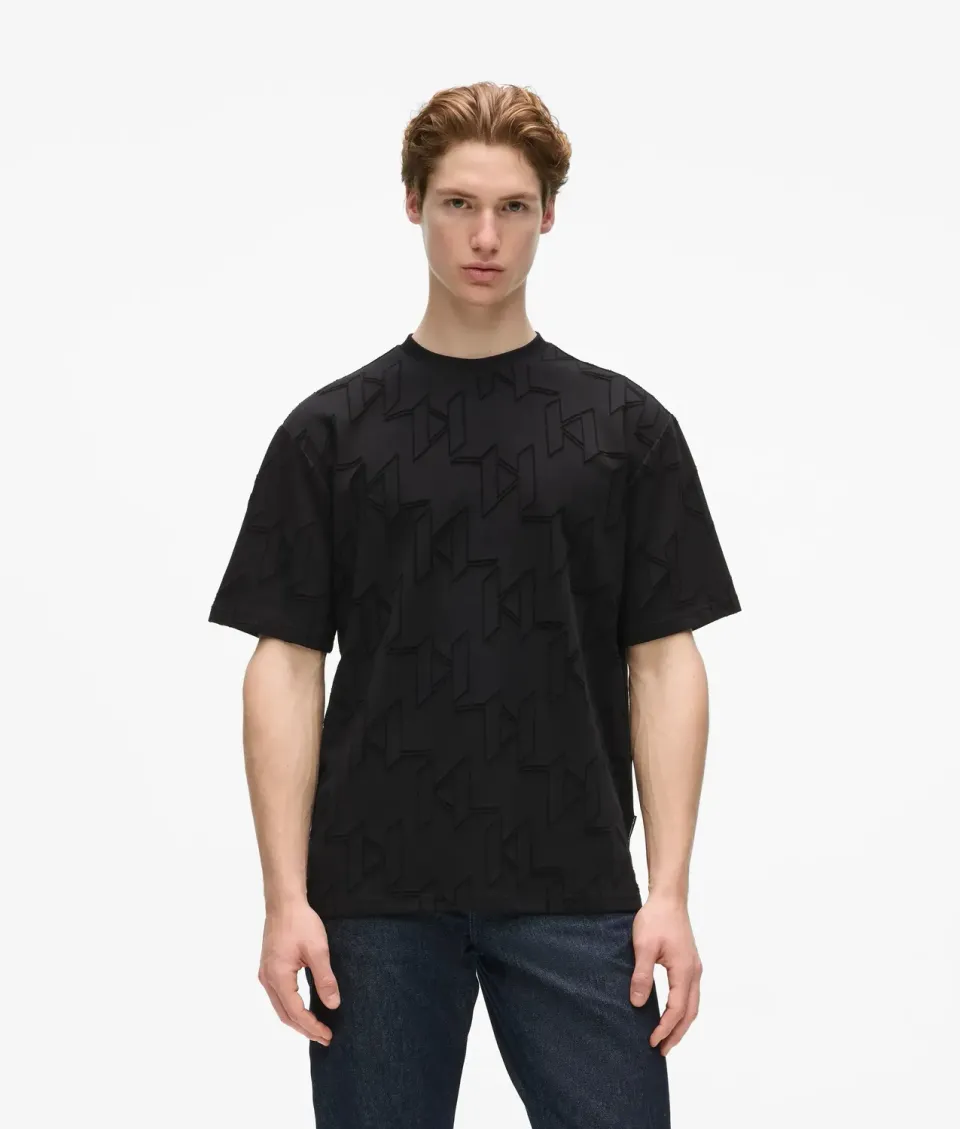 Karl Lagerfeld All-Over Monogram T-Shirt Crew-Neck