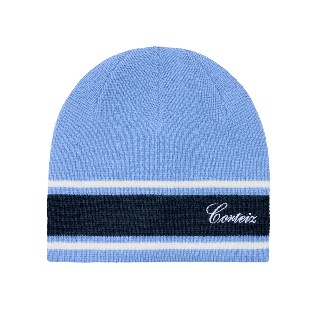 Corteiz Turismo Knit Beanie Baby Blue Streifen