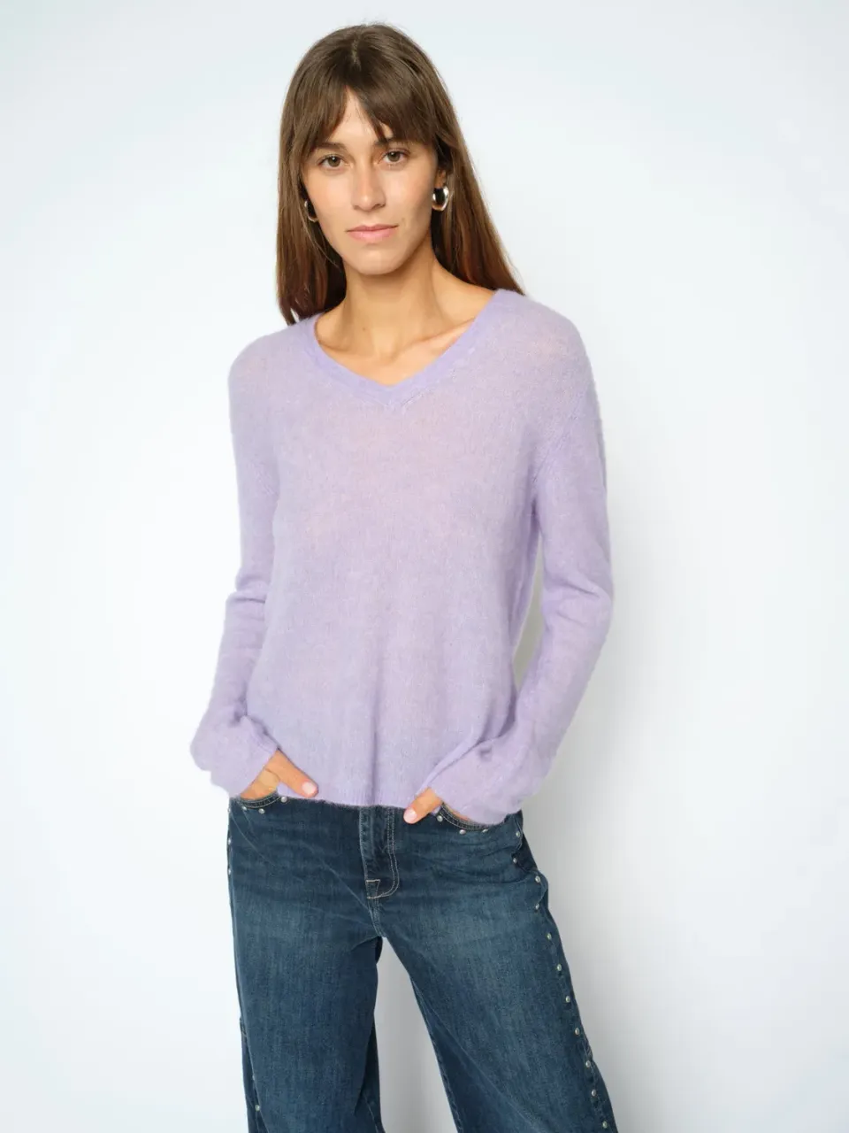 Mos Mosh Mape Sophia Pullover Violet Tulip V-Ausschnitt
