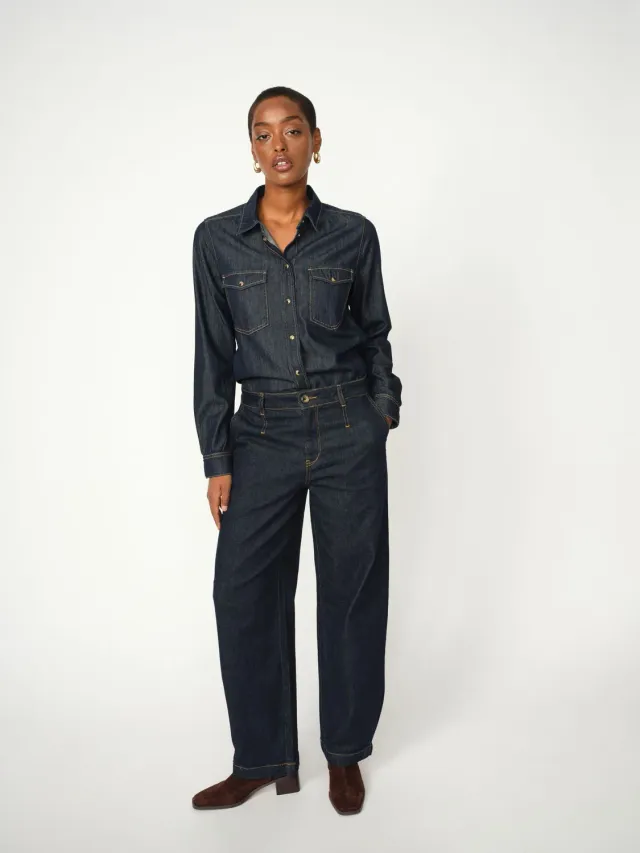 Mos Mosh MMTino Chino Jeans Dark Blue Mom Fit