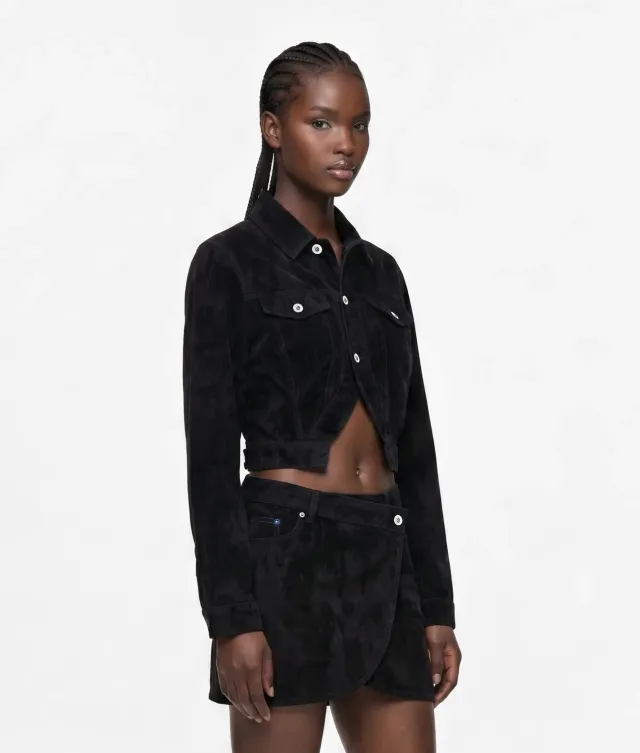 Karl Lagerfeld KL Jeans Velvet Jeansjacke cropped Samt