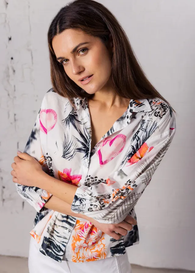 Senatex Printbluse organic cotton Jungle Heart locker