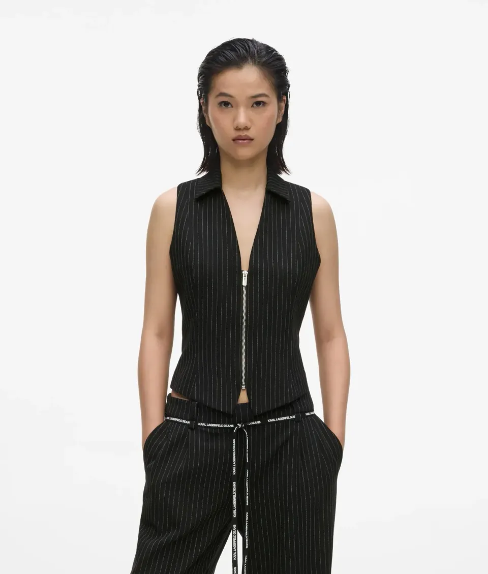 Karl Lagerfeld Jeans Weste Nadelstreifen Slim