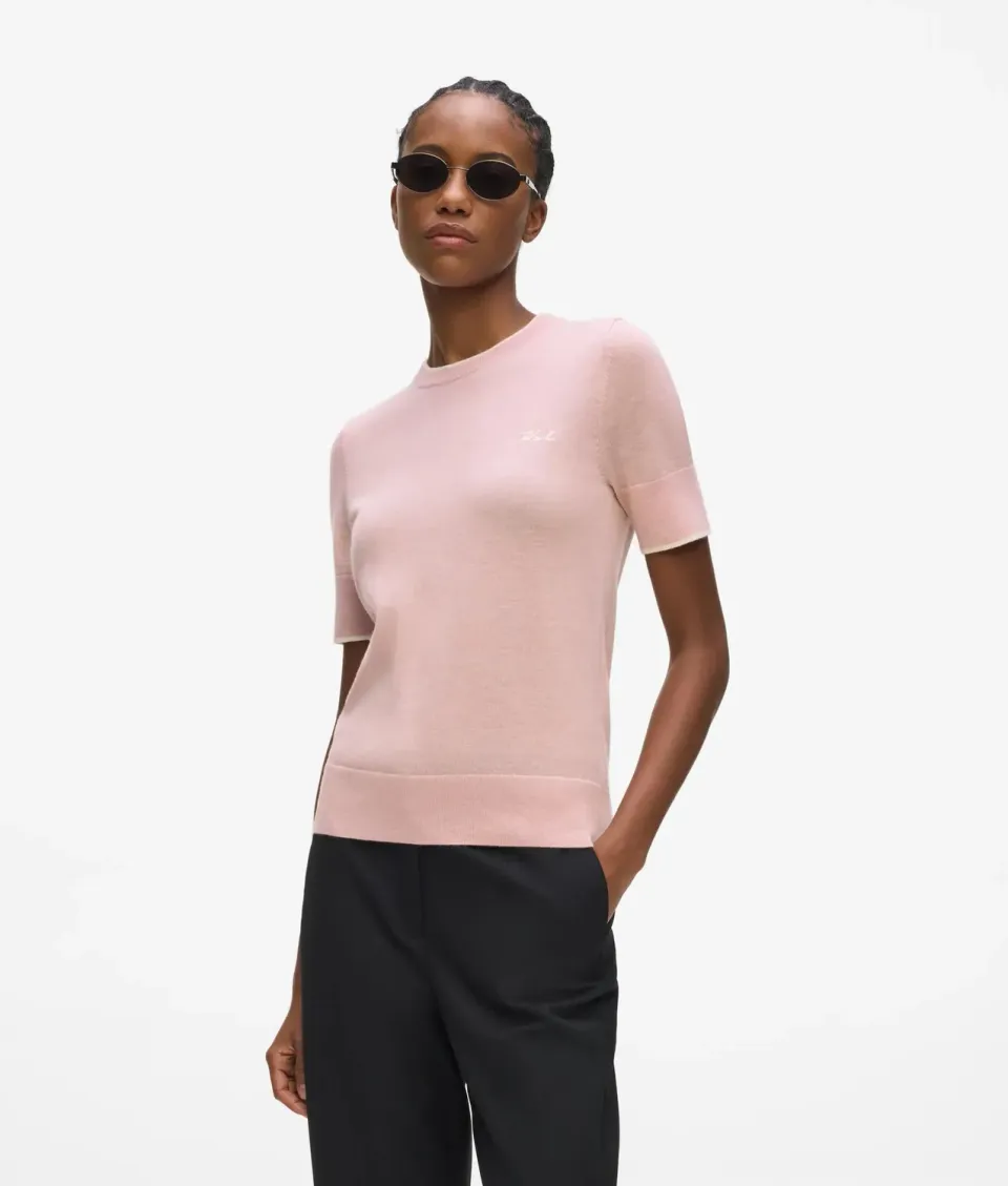 Karl Lagerfeld Merino T-Shirt Kurzarm Merinowolle