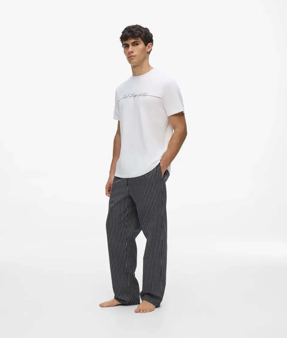 Karl Lagerfeld Pinstripe Pyjama-Set Nadelstreifen Baumwolle