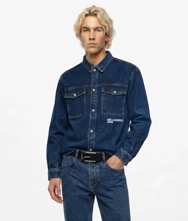Karl Lagerfeld KL Jeans Logo Denim Overshirt Jeanshemd