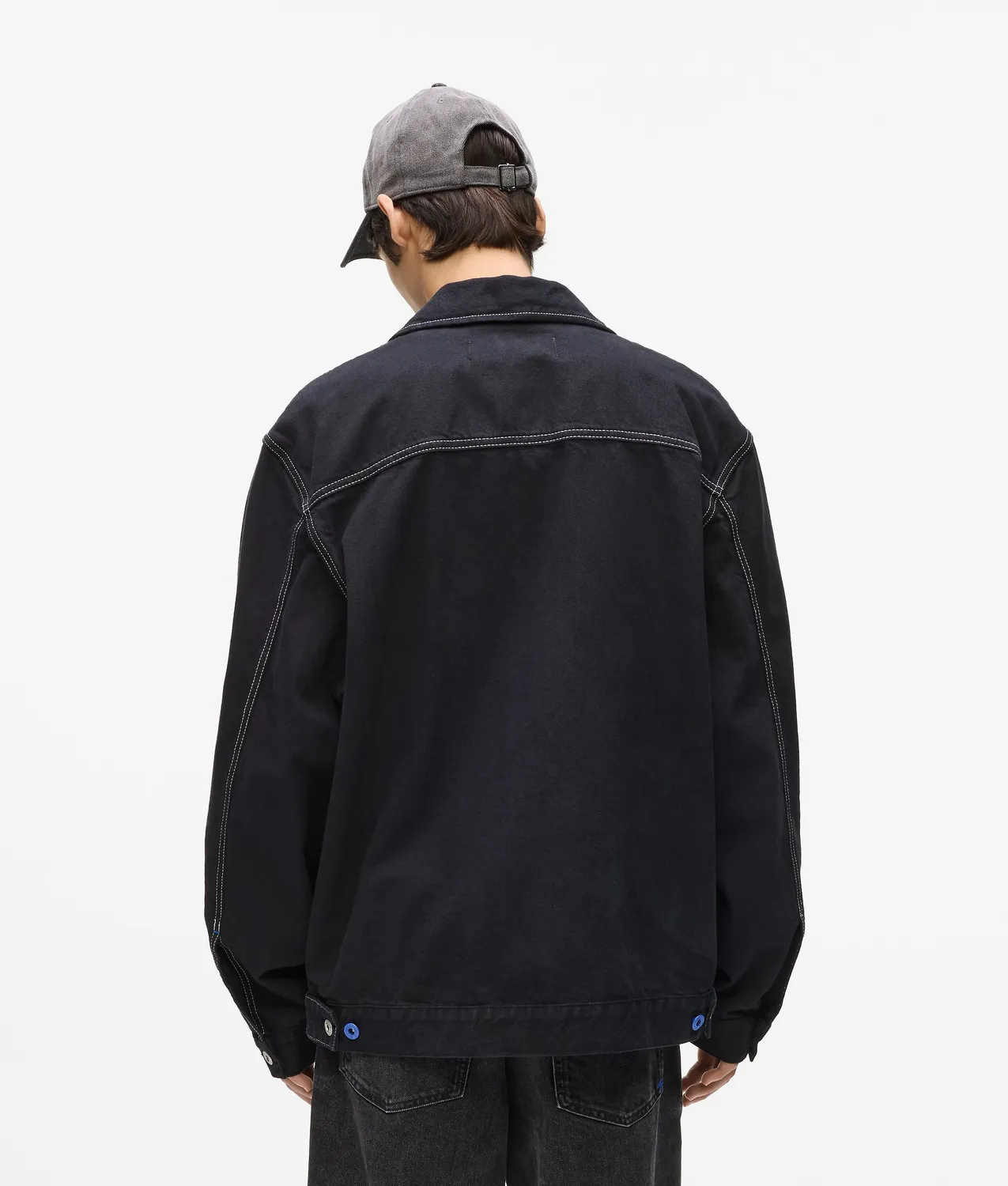 Karl Lagerfeld Jeans Kontrastnaht Jeansjacke Reißverschluss