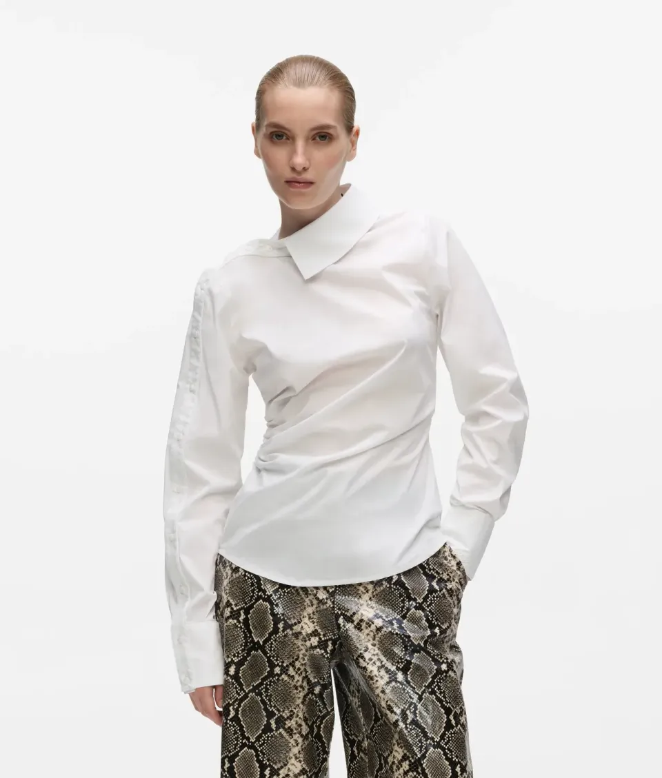 Karl Lagerfeld Asymmetric Button Bluse Raffung Damen