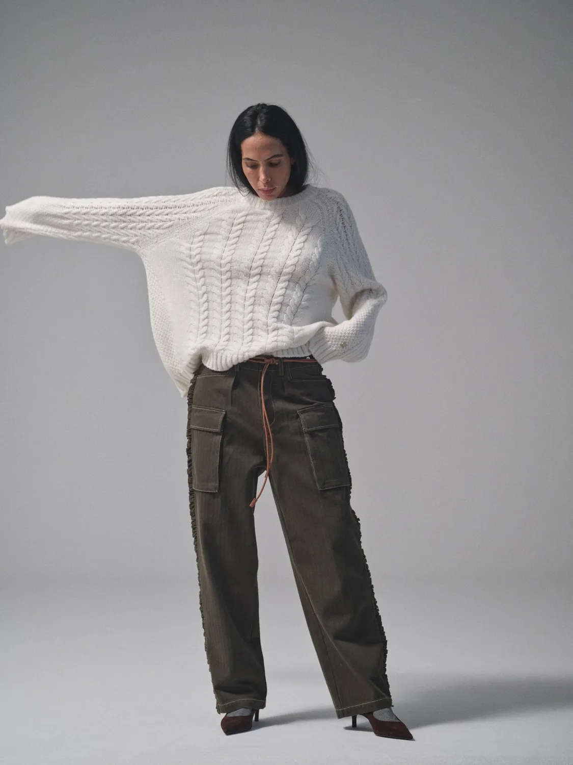 Mos Mosh MMHHero Frill Hose grün XS-XL Fischgrät Chino