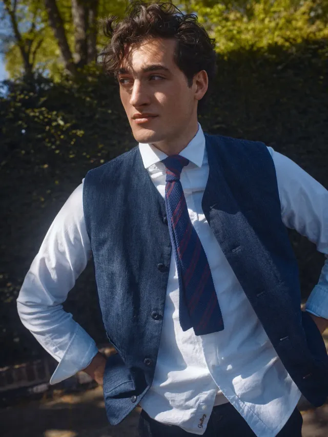 Mos Mosh MMGPisa Waistcoat Weste Blue Chambray