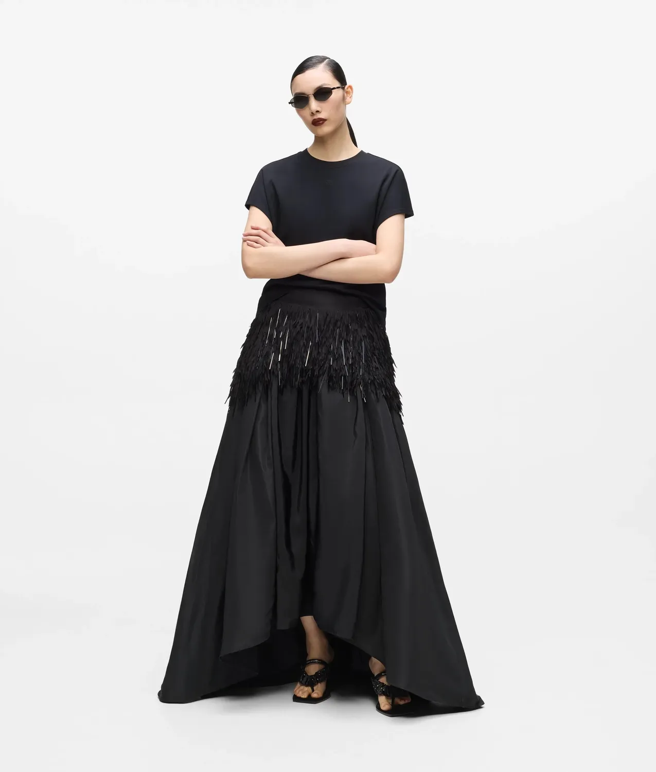 Karl Lagerfeld KL Studio Maxirock Taft mit Fransen