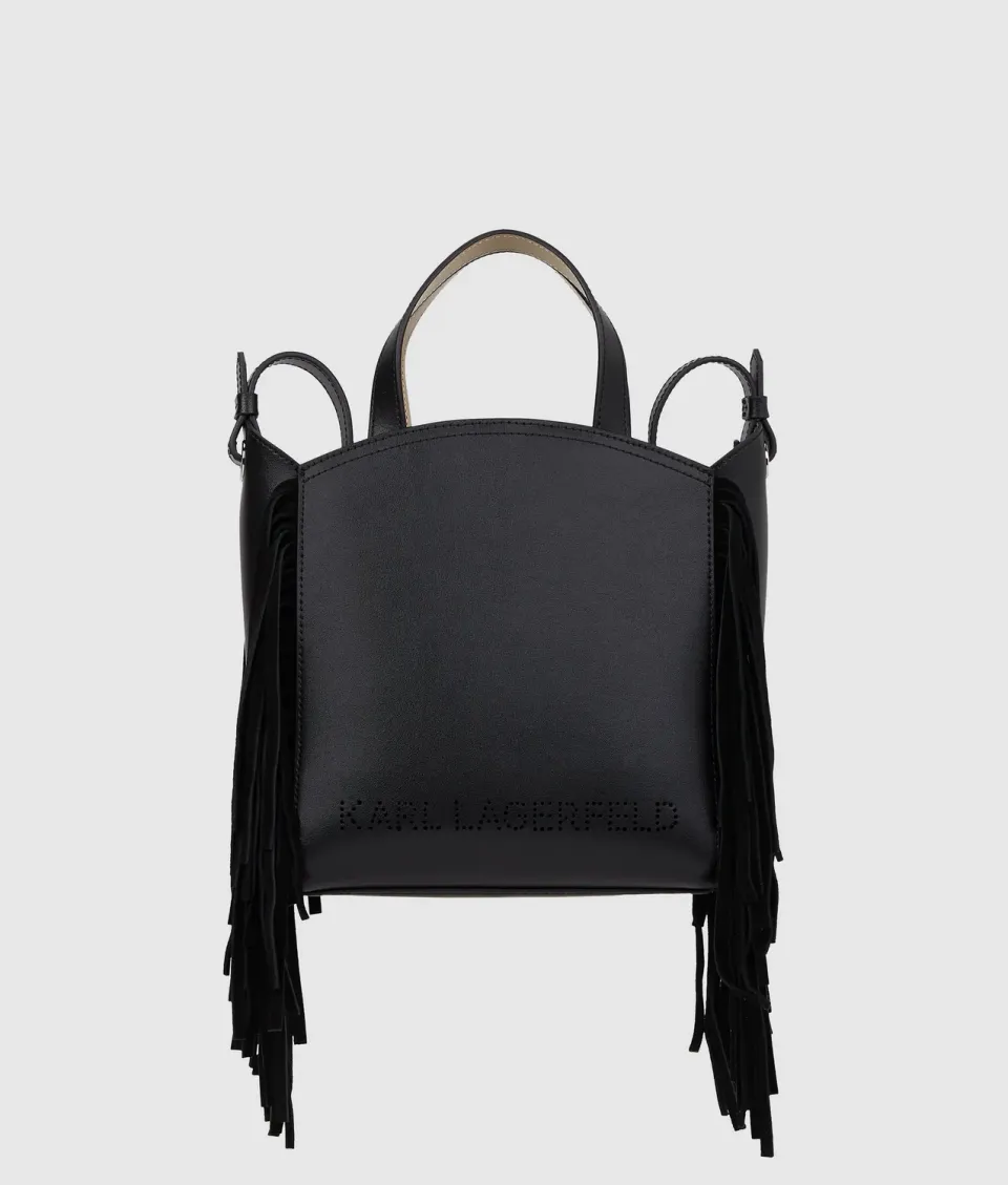 Karl Lagerfeld K/Circle Fringe Tote Leder klein schwarz