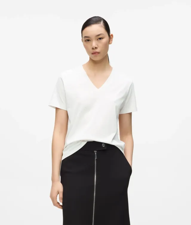 Karl Lagerfeld Signature V-Neck T-Shirt Bio-Baumwolle