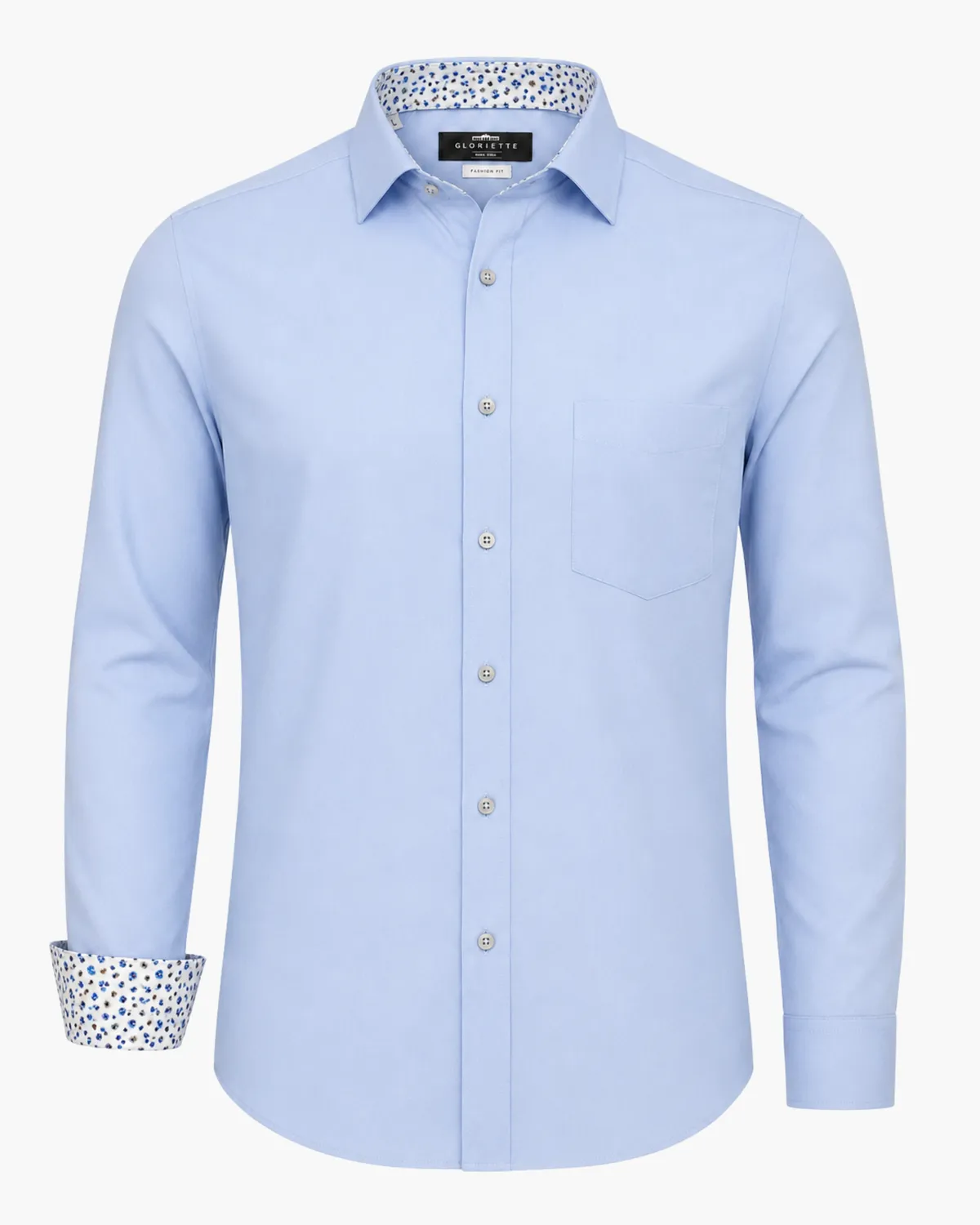 Gloriette Blau Stretch Hemd Hellblau Fashion Fit Baumwolle-Modal